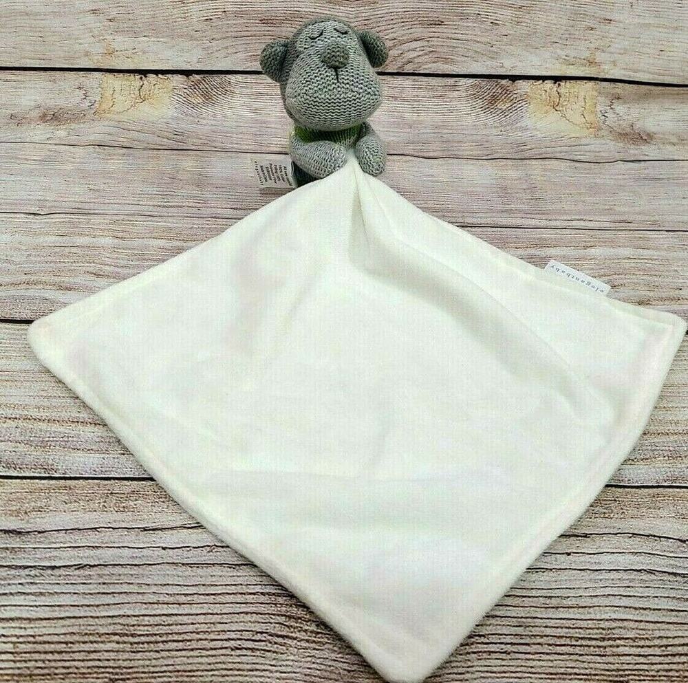 Elegant baby Knit Sweater Monkey Lovey Security Blanket Gray White Striped